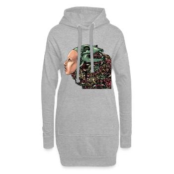 Hut der Knochen Farbe - Hoodie-Kleid - Grau meliert - Vorne