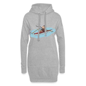 Une idée cadeau rameur singe - Sweat-shirt à capuche long Femme - gris chiné - Devant