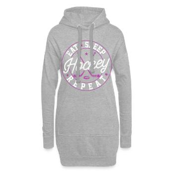 Hockey Essen Schlafen Eishockey Spruch - Hoodie-Kleid - Grau meliert - Vorne