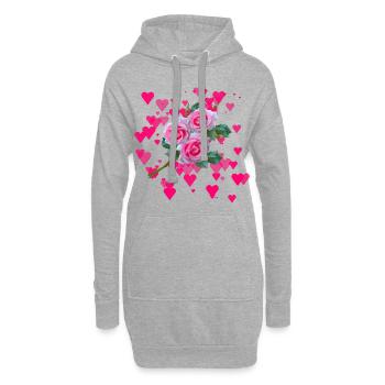Blumenstrauß - Hoodie-Kleid - Grau meliert - Vorne