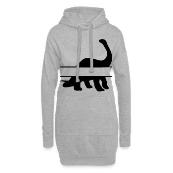 nom dinosaures - Sweat-shirt à capuche long Femme - gris chiné - Devant