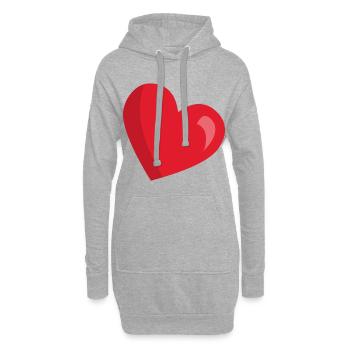 cœur - Sweat-shirt à capuche long Femme - gris chiné - Devant