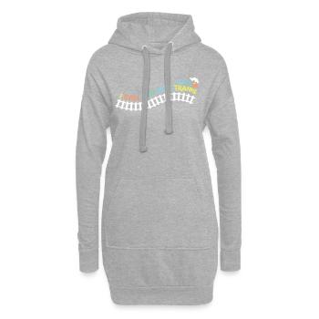 Je joue encore avec les trains - Sweat-shirt à capuche long Femme - gris chiné - Devant