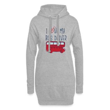 L’amour de mon chauffeur de bus à deux étages cadeau - Sweat-shirt à capuche long Femme - gris chiné - Devant