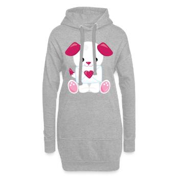 chien - Sweat-shirt à capuche long Femme - gris chiné - Devant