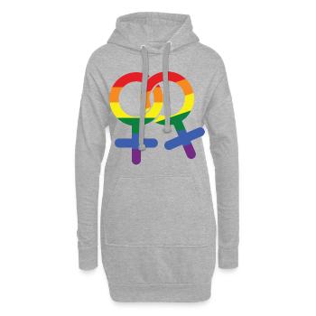 LGBT Lesbisch weiblich Geschenk Symbol - Hoodie-Kleid - Grau meliert - Vorne