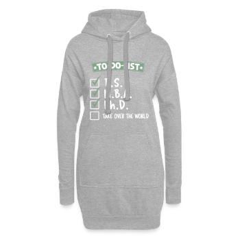 Liste de tâches BSMBA Ph.D. Conquérir le monde - Sweat-shirt à capuche long Femme - gris chiné - Devant