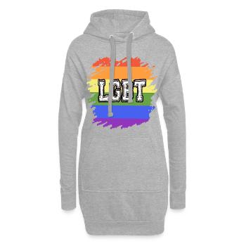 Chemise de la fierté gaie CSD Logo Drapeau arc-en-ciel LGBT - Sweat-shirt à capuche long Femme - gris chiné - Devant