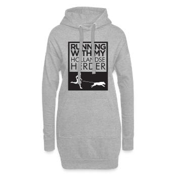 Chien de berger hollandais - Sweat-shirt à capuche long Femme - gris chiné - Devant