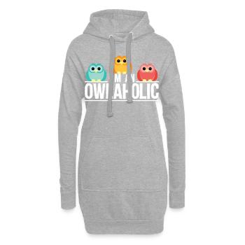 Owlaholic Workaholic Eule Wortwitz Geschenk - Hoodie-Kleid - Grau meliert - Vorne