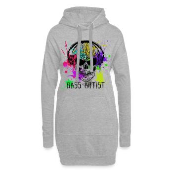 Skull Bass Artist Techno Splash - Sweat-shirt à capuche long Femme - gris chiné - Devant