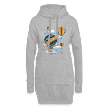 Dans les airs | 4 montgolfières colorées | cadeau - Sweat-shirt à capuche long Femme - gris chiné - Devant