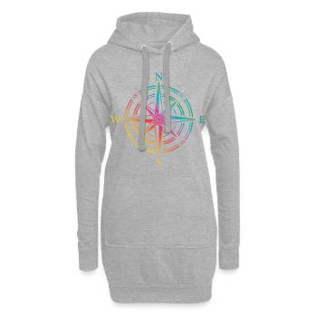 kompass bunt - Hoodie-Kleid - Grau meliert - Vorne