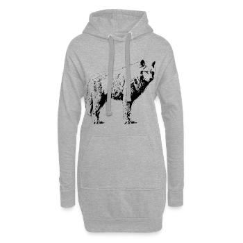 Loup - Sweat-shirt à capuche long Femme - gris chiné - Devant