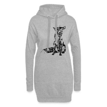 Renard - Sweat-shirt à capuche long Femme - gris chiné - Devant