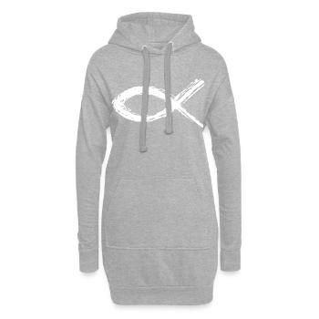 symbole du poisson de jésus - Sweat-shirt à capuche long Femme - gris chiné - Devant