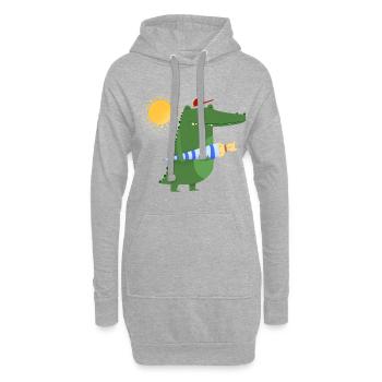 Ecolier Crocodile | Idée de cadeau de début d'école - Sweat-shirt à capuche long Femme - gris chiné - Devant