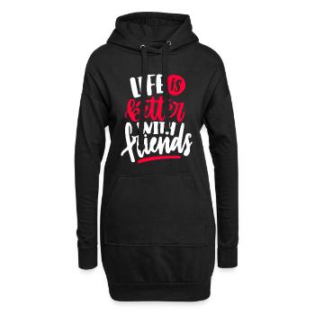 Beste Freunde Leben - Hoodie-Kleid - Schwarz - Vorne