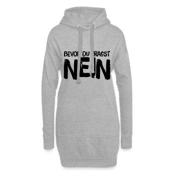 Bevor Du fragst nein no nope cool lustig Fun Shirt - Hoodie-Kleid - Grau meliert - Vorne
