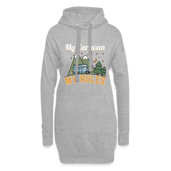 Mein Wohnwagen Meine Regeln Geschenk - Hoodie-Kleid - Grau meliert - Vorne