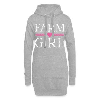 coeur fille de ferme - Sweat-shirt à capuche long Femme - gris chiné - Devant