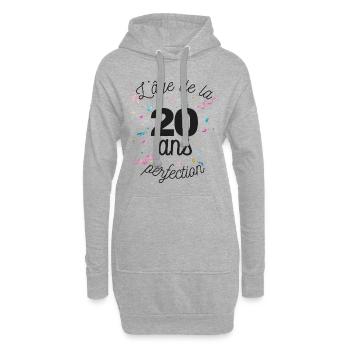 20 ans / perfection - Sweat-shirt à capuche long Femme - gris chiné - Devant