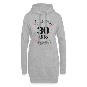 30 ans - Sweat-shirt à capuche long Femme - gris chiné - Devant