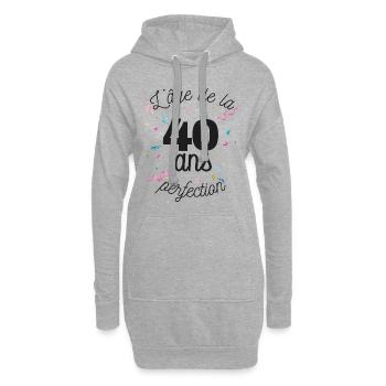 40 ans - Sweat-shirt à capuche long Femme - gris chiné - Devant