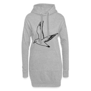 Mouette - Sweat-shirt à capuche long Femme - gris chiné - Devant