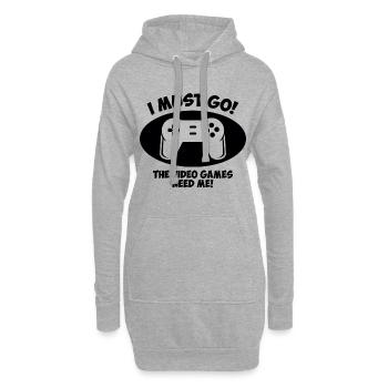 Black Gaming - Hoodie-Kleid - Grau meliert - Vorne