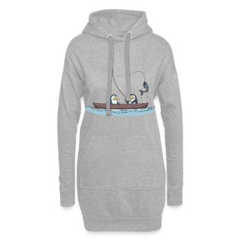 Angler Pinguine angeln auf dem Boot Geschenk - Hoodie-Kleid - Grau meliert - Vorne