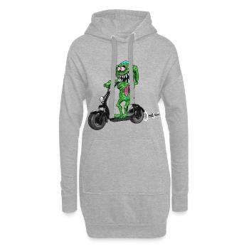 niedliches lustiges Monster auf Escooter - Hoodie-Kleid - Grau meliert - Vorne