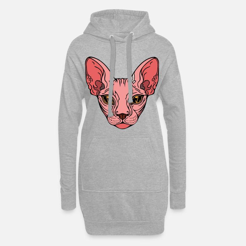 Sphinx Cat - Hoodie-Kleid - Grau meliert