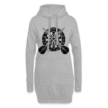 Dartscheibe Darts Symbol - Hoodie-Kleid - Grau meliert - Vorne
