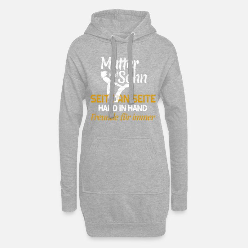 Mutter und Sohn Freunde fürs Leben - Hoodie-Kleid - Grau meliert