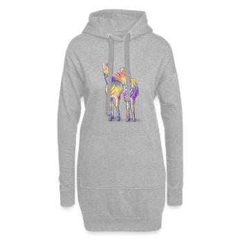Zebra Love // art.implied - Hoodie-Kleid - Grau meliert - Vorne