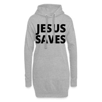 Jesus saves Geschenk Happy - Hoodie-Kleid - Grau meliert - Vorne