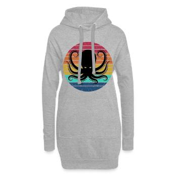 Pieuvre rétro pieuvre - Sweat-shirt à capuche long Femme - gris chiné - Devant