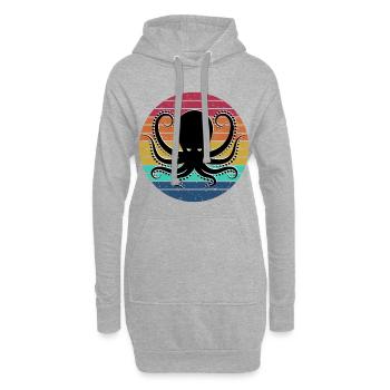 Pieuvre rétro pieuvre - Sweat-shirt à capuche long Femme - gris chiné - Devant