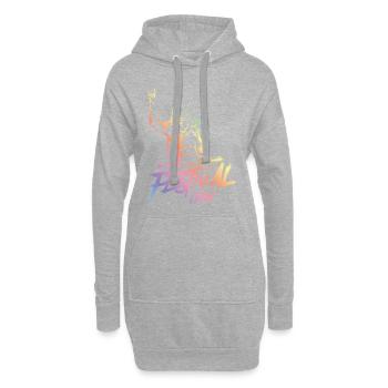 dj festival crew coloré - Sweat-shirt à capuche long Femme - gris chiné - Devant