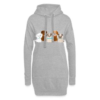 Chien chiens famille animal - Sweat-shirt à capuche long Femme - gris chiné - Devant