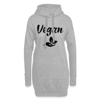 Vegan - Sweat-shirt à capuche long Femme - gris chiné - Devant