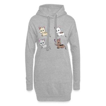Chats 4 fois - Sweat-shirt à capuche long Femme - gris chiné - Devant