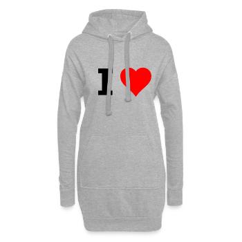 I Love (le texte peut être inséré à volonté) - Sweat-shirt à capuche long Femme - gris chiné - Devant