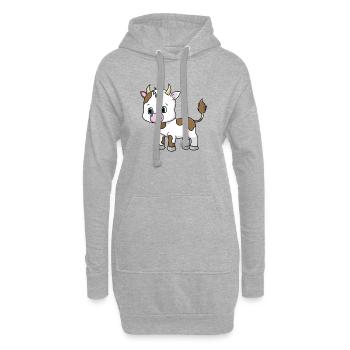 une petite vache mignonne - Sweat-shirt à capuche long Femme - gris chiné - Devant