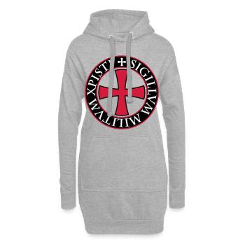 27 Tempelritter Templer Kreuz Spruch Mittelalter - Hoodie-Kleid - Grau meliert - Vorne