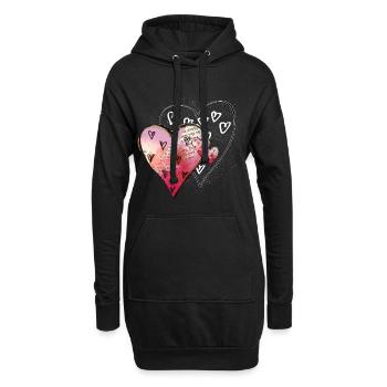 hearts - Hoodie-Kleid - Schwarz - Vorne
