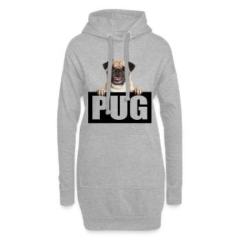 Pug Mops Hundebesitzer Fashion Dog - Hoodie-Kleid - Grau meliert - Vorne