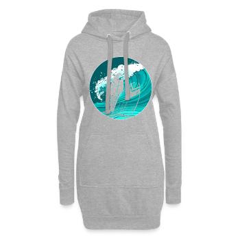 Surfbrett Surfen Surfer Welle - Hoodie-Kleid - Grau meliert - Vorne