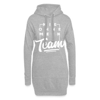 mein team spruch - Hoodie-Kleid - Grau meliert - Vorne